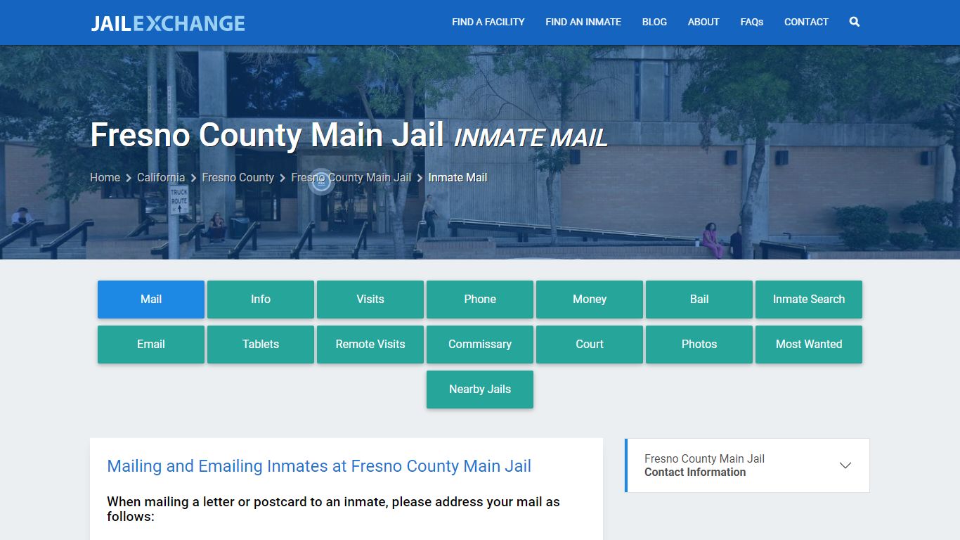 Inmate Mail - Fresno County Main Jail, CA - Jail Exchange
